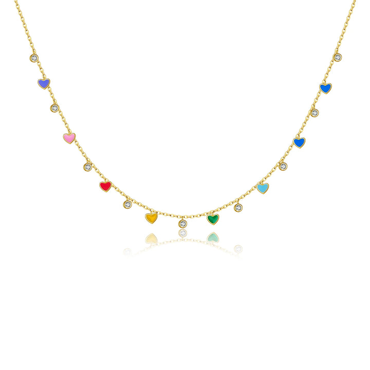 Rainbow Heart Choker Necklace