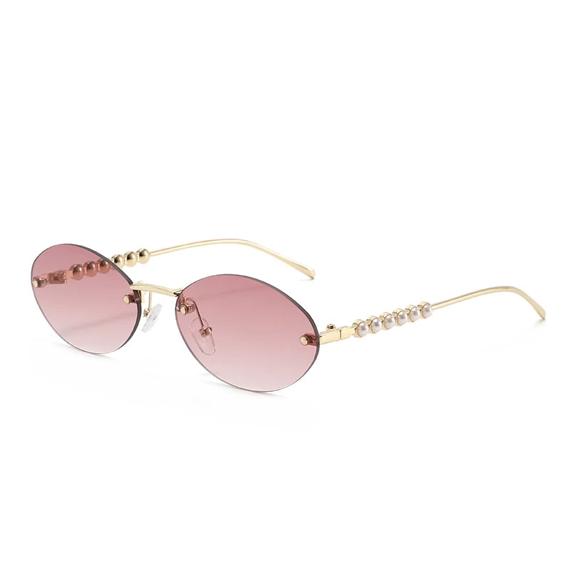 Rimless Oval Metal Sun Glasses Women Men Exquisite Sun Glasses Daily Leisure Eyeglasses Lady Man UV400 Protective Glasses