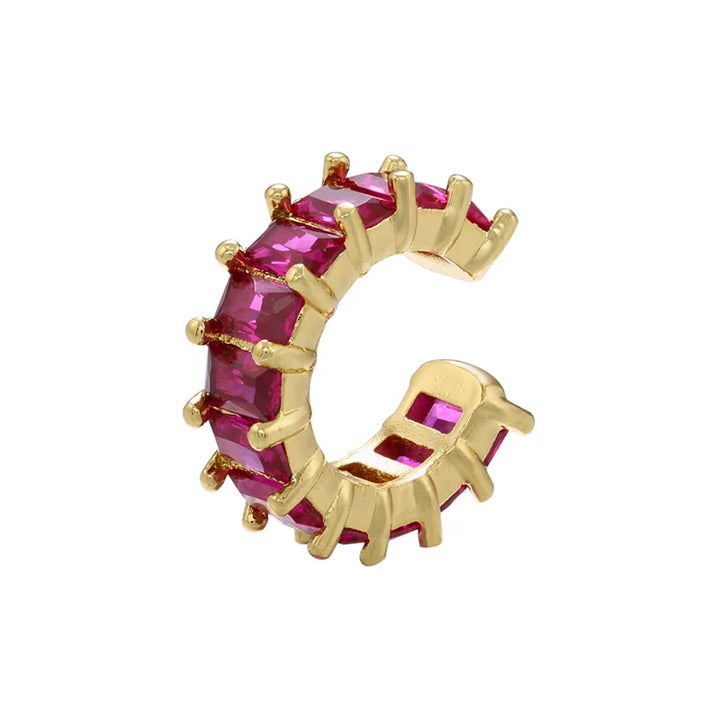 C-Shaped Clips Gold Color Cubic Zirconia Crystal Earrings No Piercing Required Women's Jewelry Fairy-Style Clip Earrings:VE559