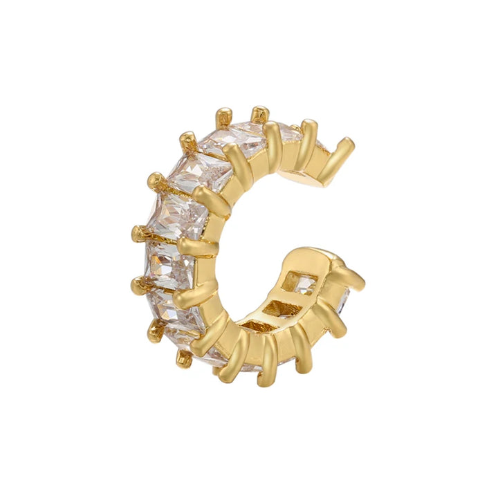 C-Shaped Clips Gold Color Cubic Zirconia Crystal Earrings No Piercing Required Women's Jewelry Fairy-Style Clip Earrings:VE559