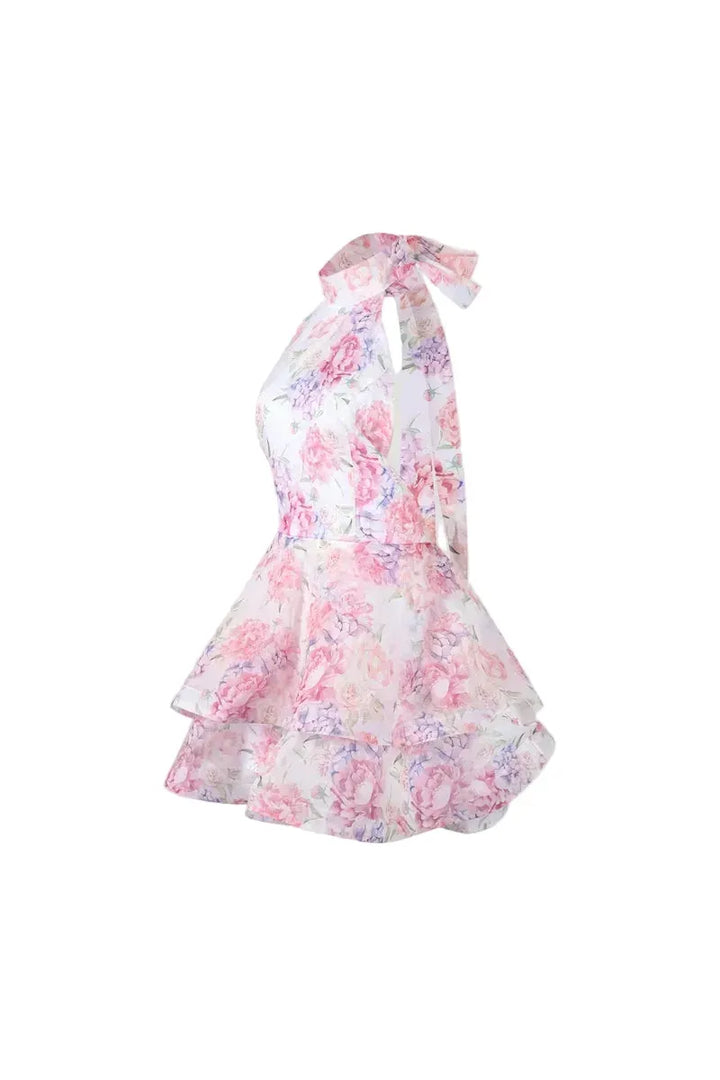 Floral Backless Mini Dress – Chic Summer Party Dress