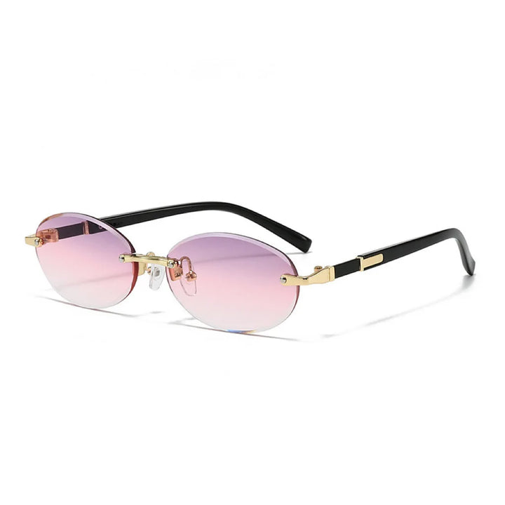 New Rimless Sunglasses Oval Fashion Popular Women Men Shades Small Ellipse Sun Glasses for Female Male Party Traveling Glasses