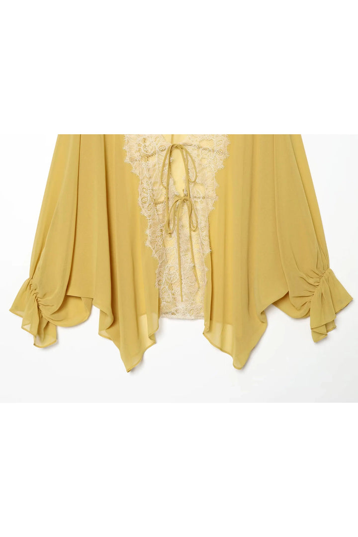 Romantische Spitzenbluse mit Laternenärmeln & Bindeband – Elegante Damenbluse