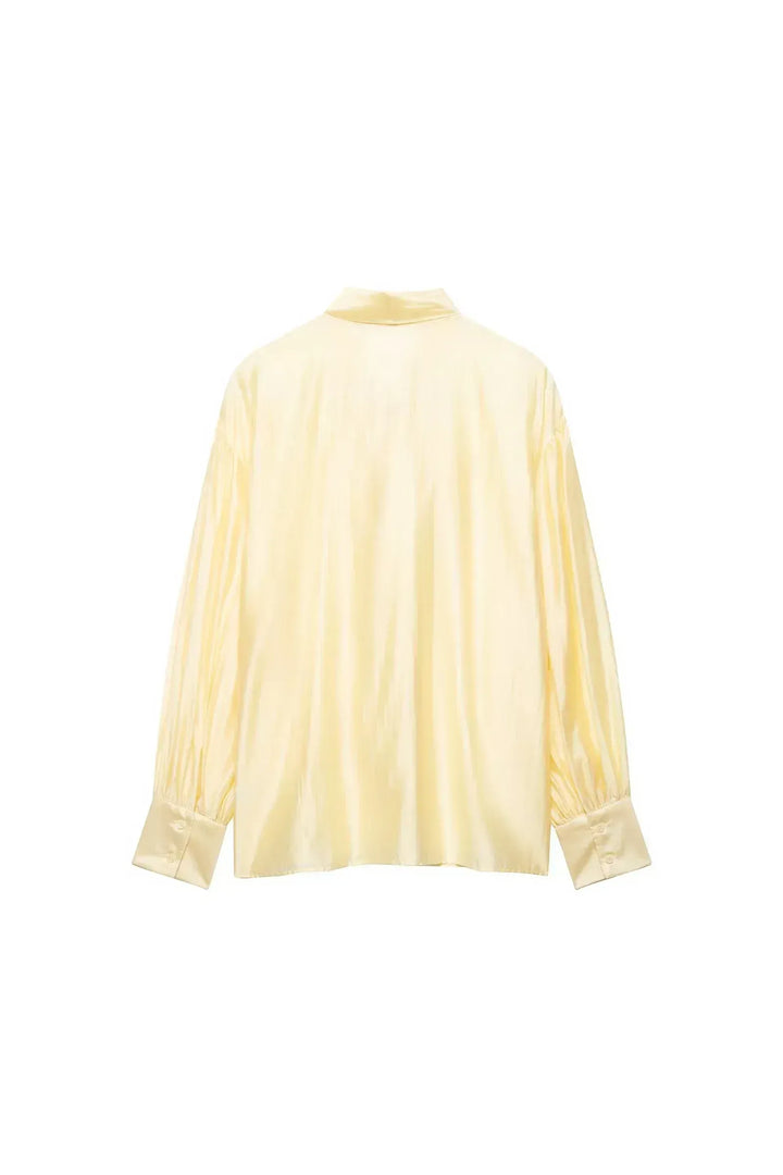 Amélie Satin Blouse – Elegante Damenbluse mit Schleifen‑Detail