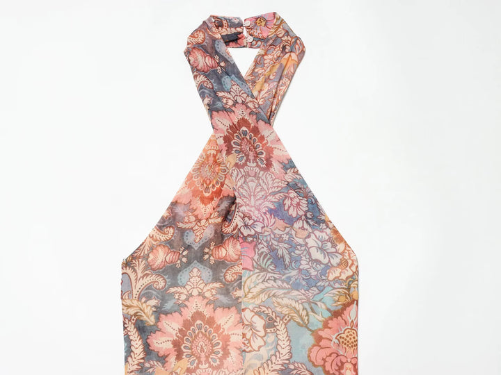 LÉA Floral Asymmetrical Maxi Dress – Elegantes Sommerkleid mit Neckholder
