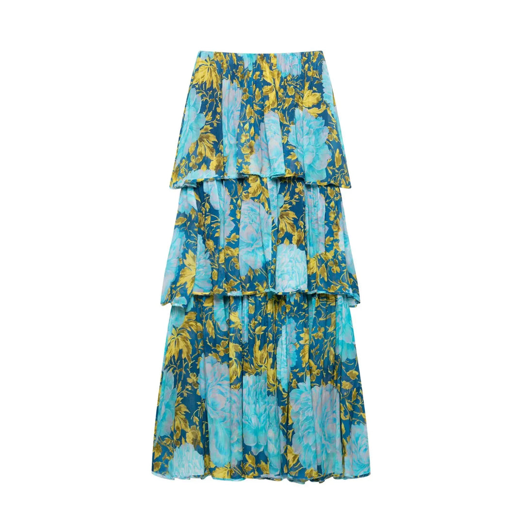 CAMILLE Bandeau Dress – Schulterfreies Midikleid mit Print