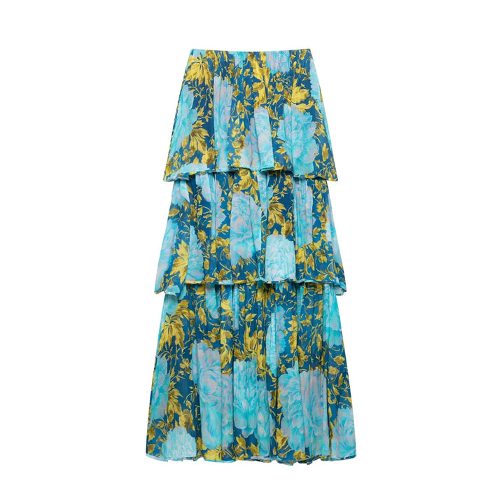 CAMILLE Bandeau Dress – Schulterfreies Midikleid mit Print