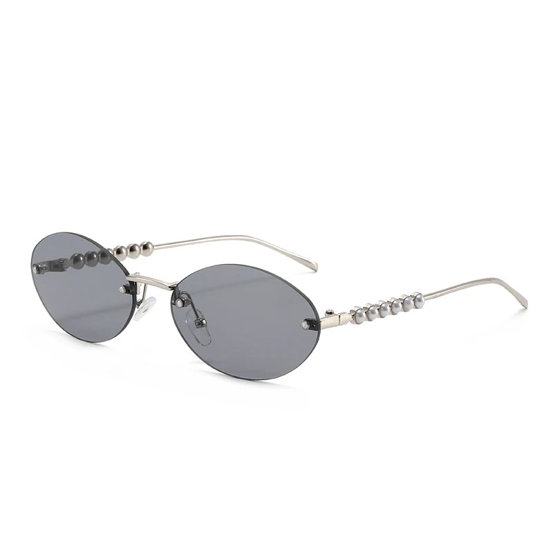 Rimless Oval Metal Sun Glasses Women Men Exquisite Sun Glasses Daily Leisure Eyeglasses Lady Man UV400 Protective Glasses