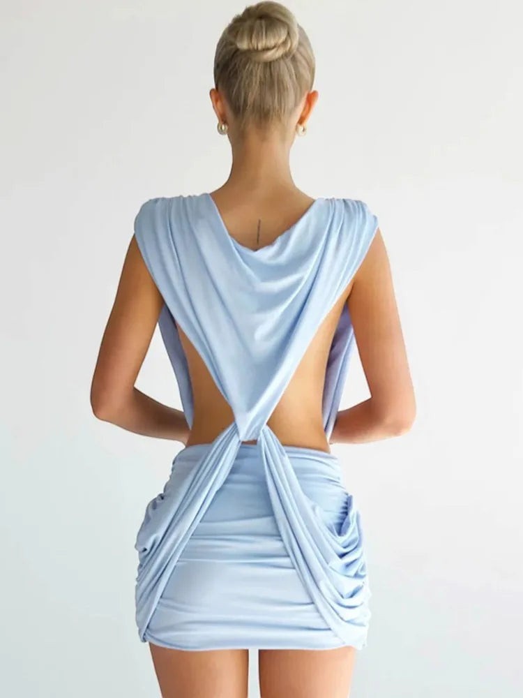 Amélie Noir Backless Mini Dress