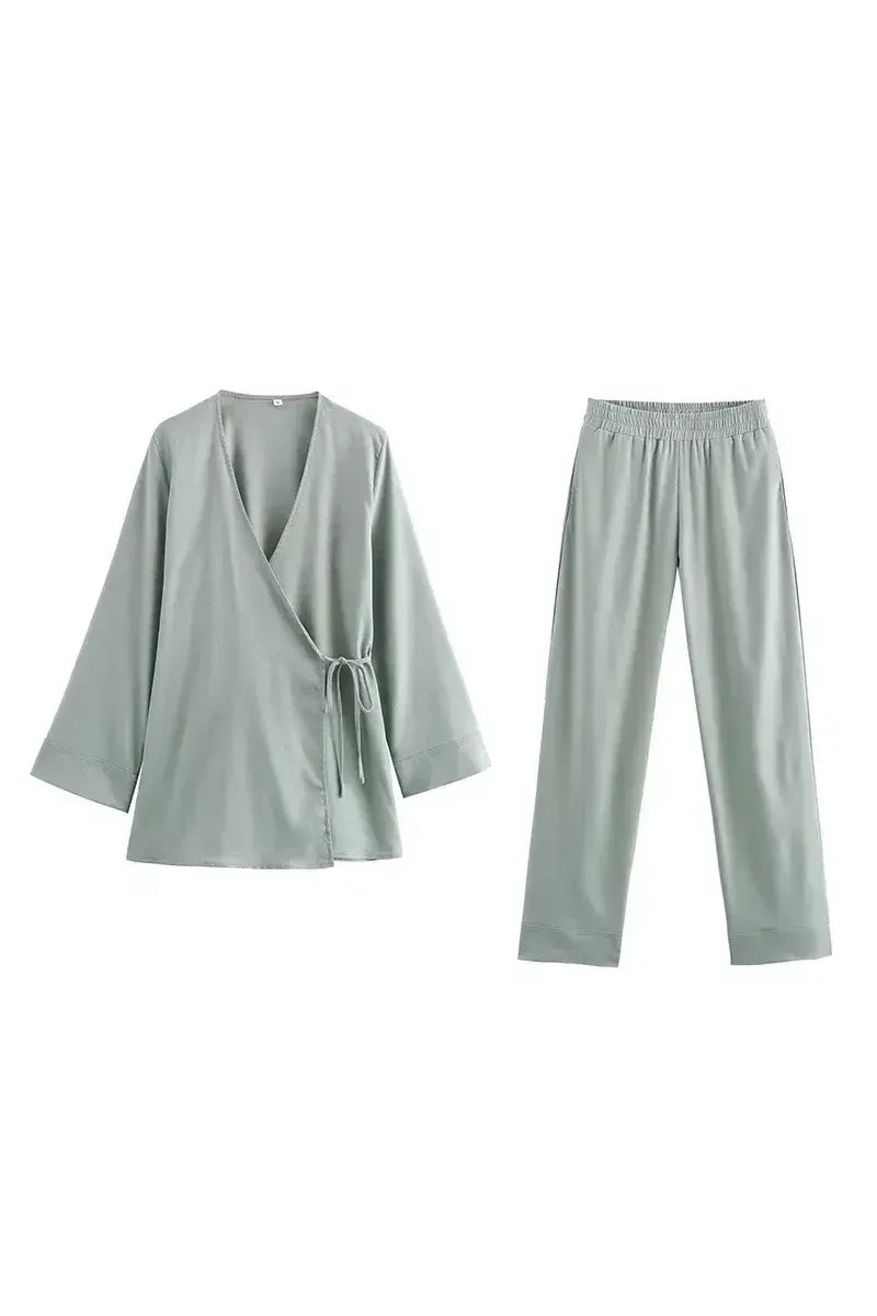 KAORI - Kimono Set – 2-Teiliges Damen Outfit mit weitem Bein