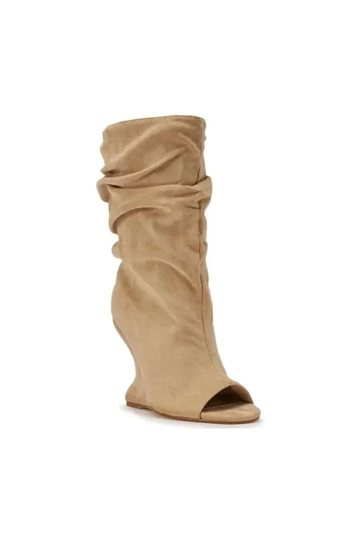 European AndAmerican Hot Girls with Pleated Pile Sleeves,fish Mouth Cool Boots,women's Fashion, Big Tube,sloping Andknight Boots