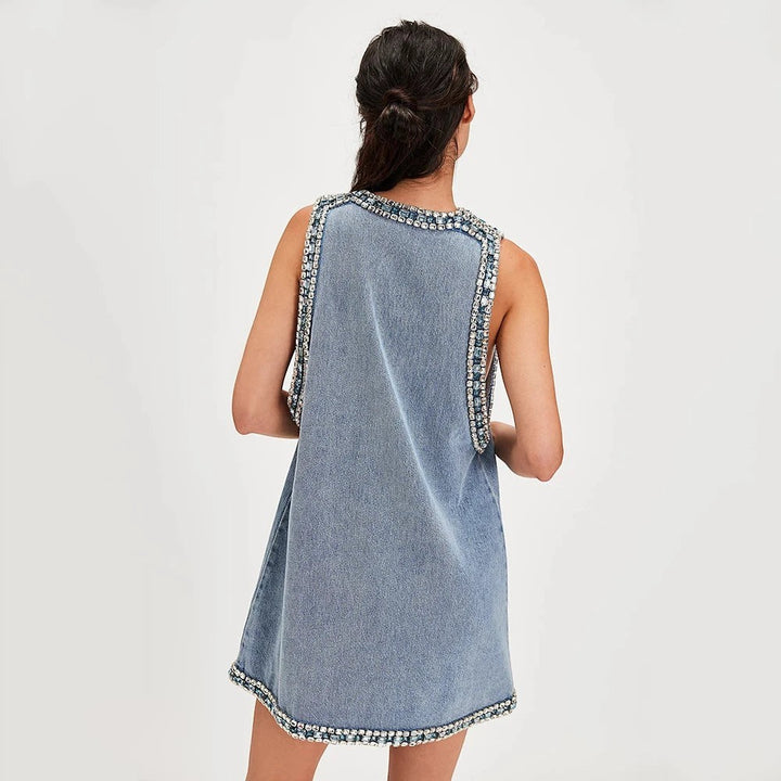 Mira Diamante Flow V-Neck Dress | Elegantes Loose Fit Kleid