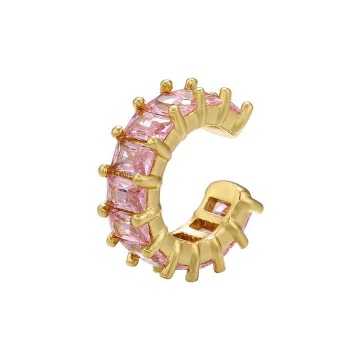 C-Shaped Clips Gold Color Cubic Zirconia Crystal Earrings No Piercing Required Women's Jewelry Fairy-Style Clip Earrings:VE559