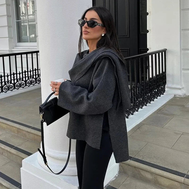 NADJA – Wattierte Winterjacke mit asymmetrischem Schalkragen
