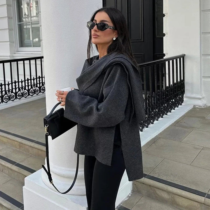 NADJA – Wattierte Winterjacke mit asymmetrischem Schalkragen