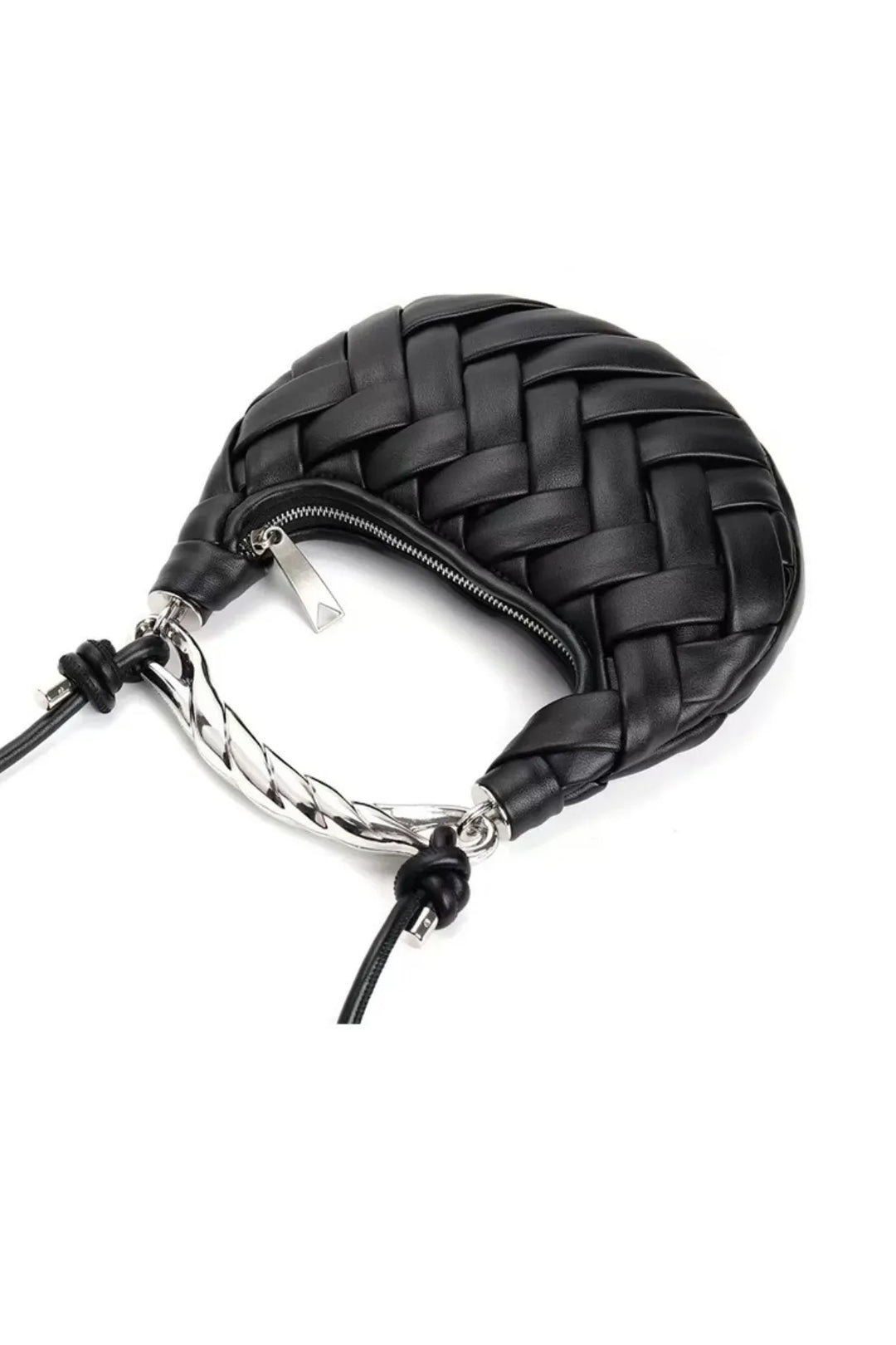 Woven Metal Handle Bag – Elegant Statement Handbag