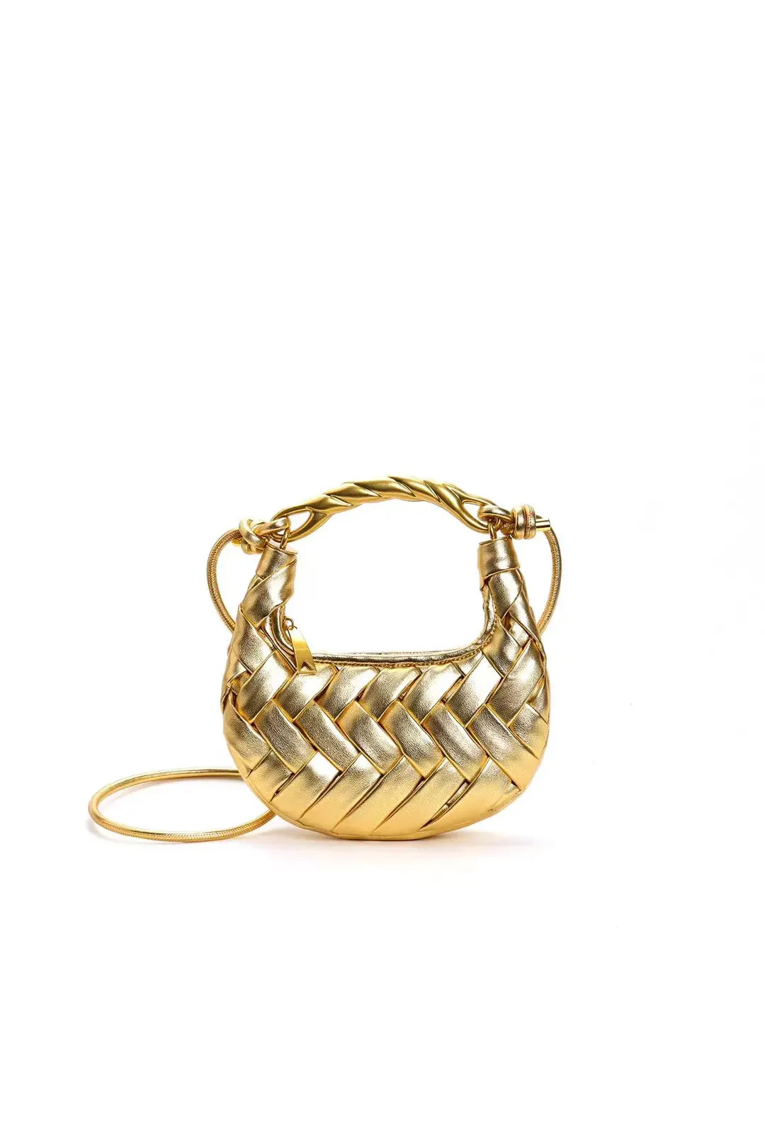 Woven Metal Handle Bag – Elegant Statement Handbag