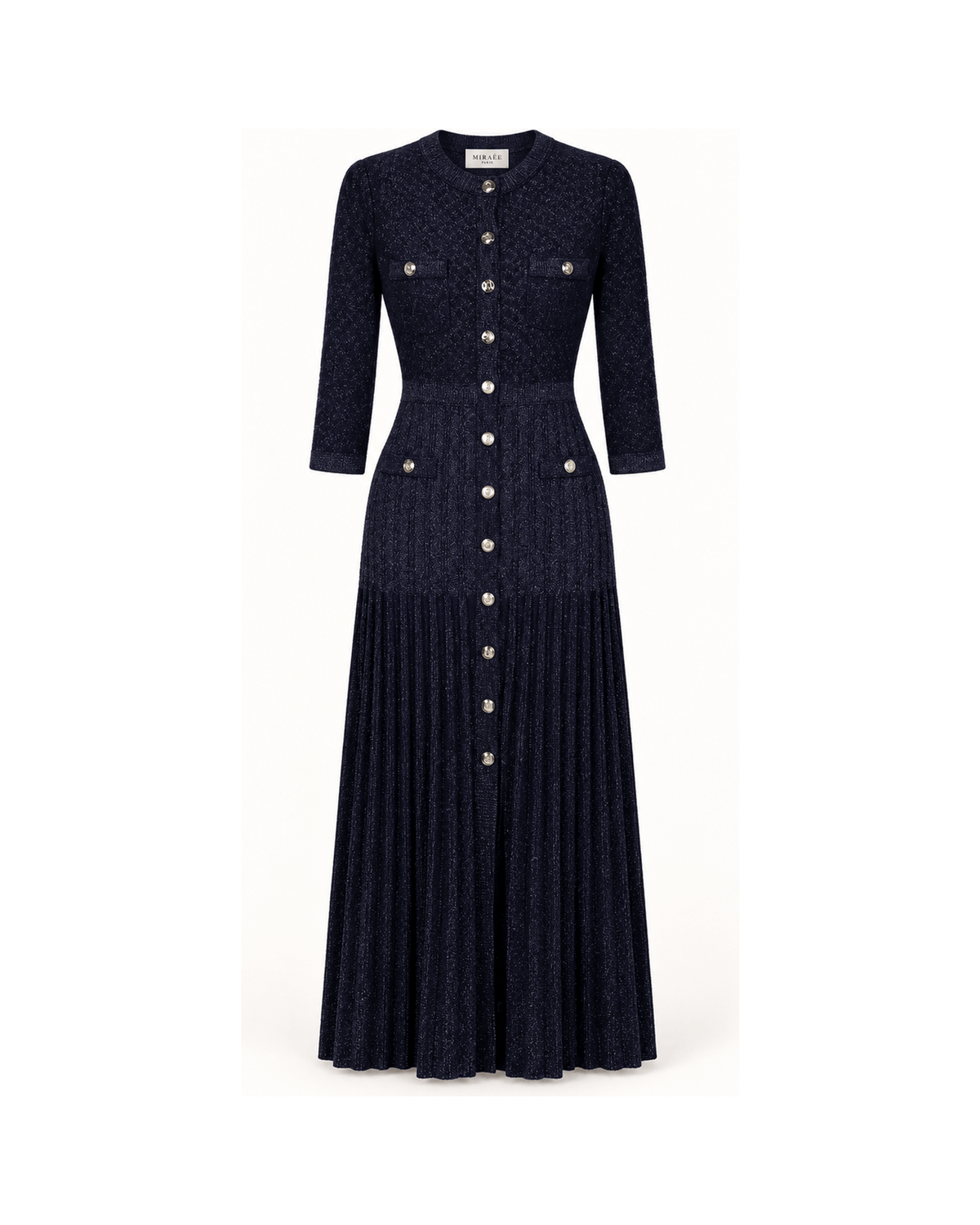 MIRAEE-UNIFORM-2026 | Amélie Kleid – Elegantes Damen Kleid mit Stil – Marineblau – freigestellte Produktansicht auf weißem Hintergrund