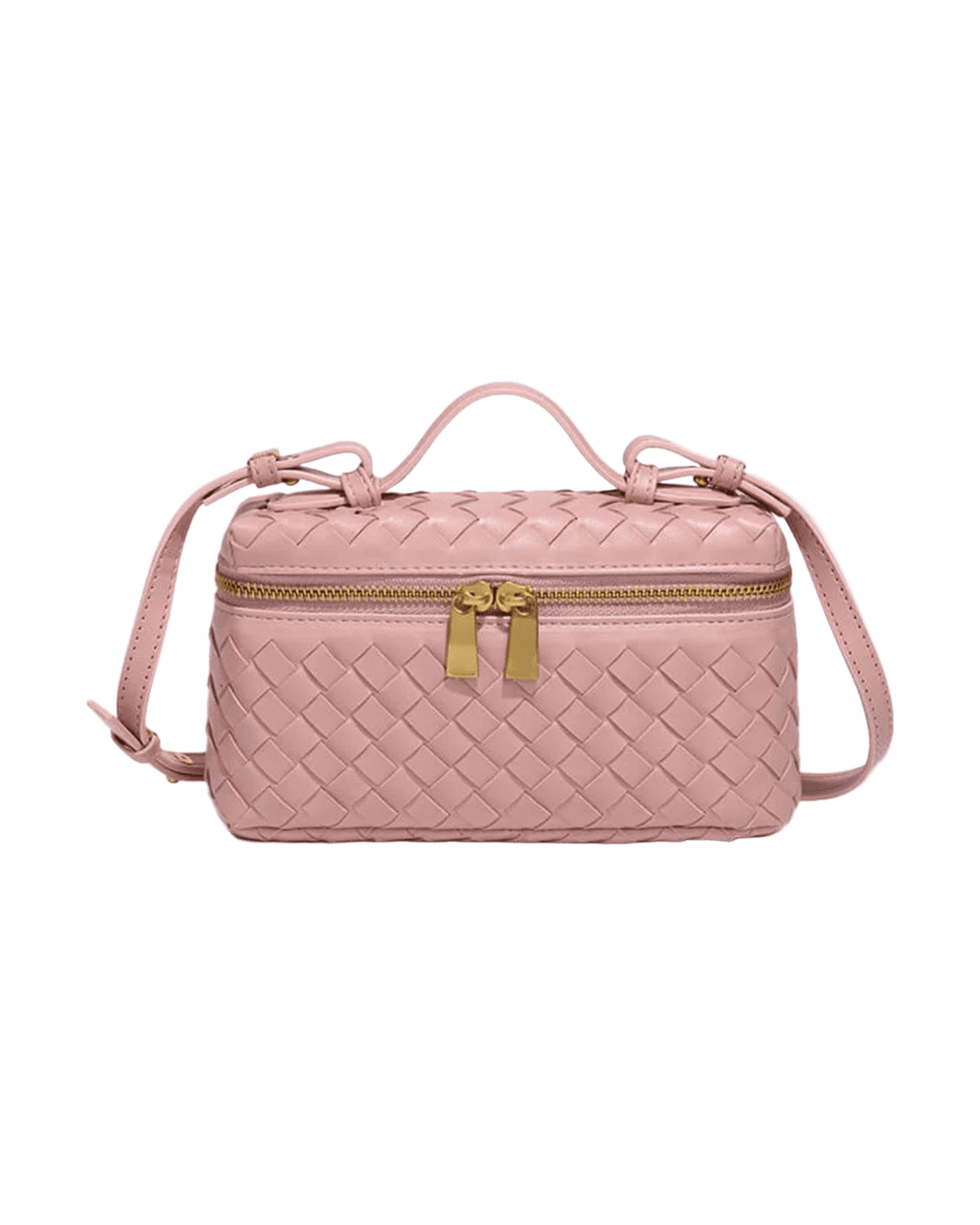 MIRAEE-UNIFORM-2026 | AURELIA – Luxuriöse Ledertasche mit Flechtdesign – lachs – freigestellte Produktansicht auf weißem Hintergrund
