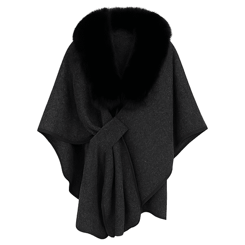 AURELIE - Cape mit abnehmbaren Kunstpelzkragen - Miraee Paris