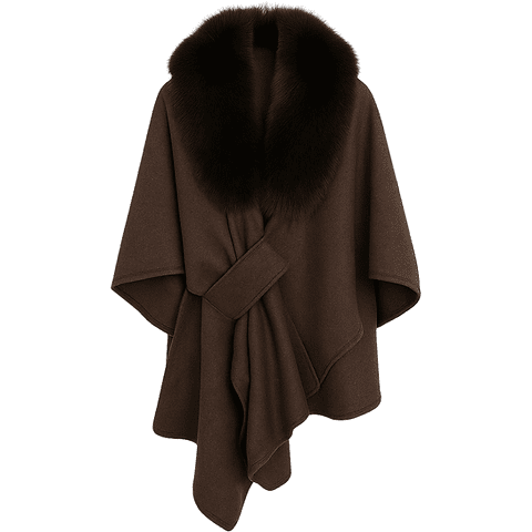 AURELIE - Cape mit abnehmbaren Kunstpelzkragen - Miraee Paris