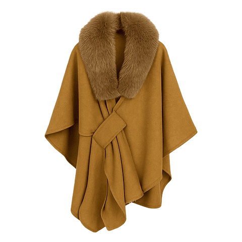 AURELIE - Cape mit abnehmbaren Kunstpelzkragen - Miraee Paris