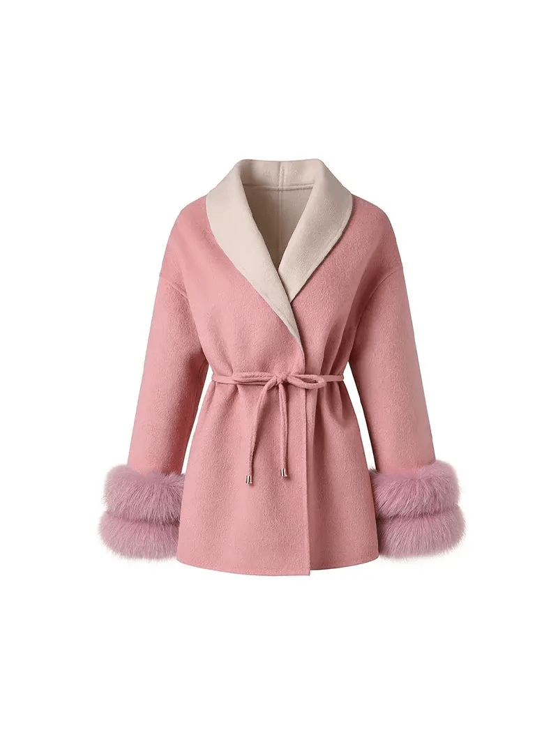 Aurora Wool Coat – Faux Fur Cuffs - Miraee Paris