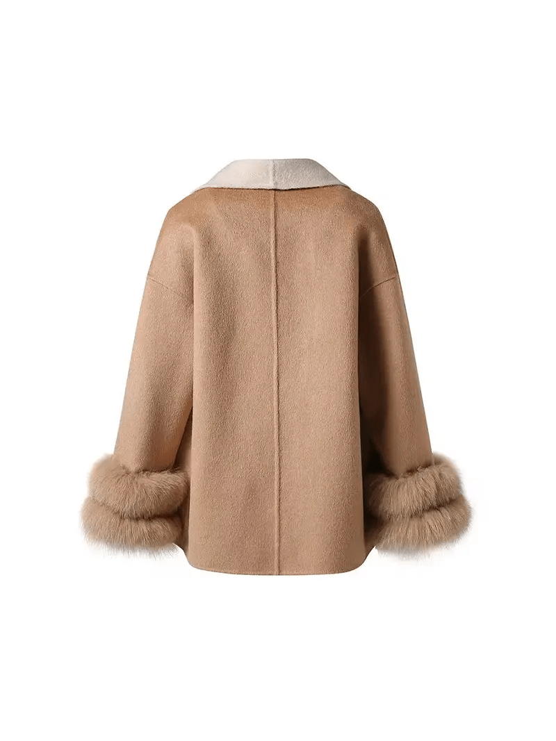 Aurora Wool Coat – Faux Fur Cuffs - Miraee Paris