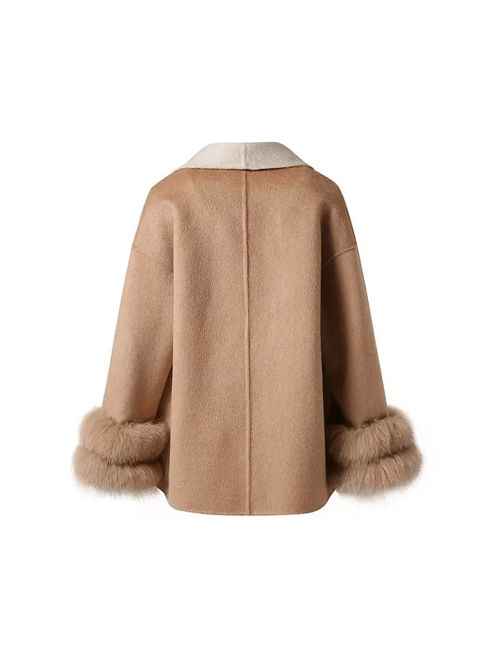 Aurora Wool Coat – Faux Fur Cuffs - Miraee Paris