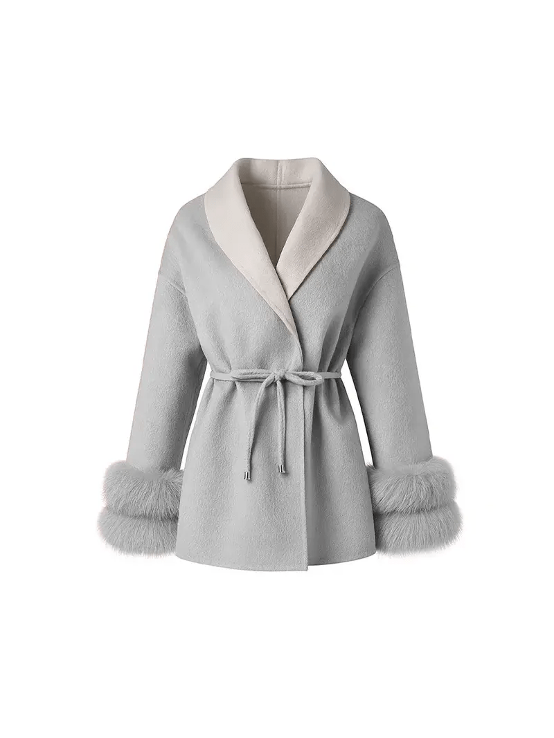 Aurora Wool Coat – Faux Fur Cuffs - Miraee Paris