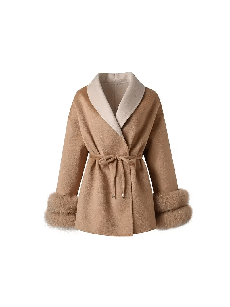 Aurora Wool Coat – Faux Fur Cuffs - Miraee Paris