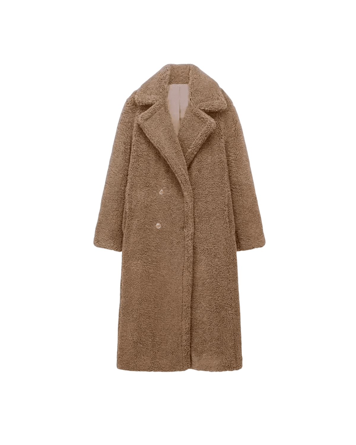 MIRAEE-UNIFORM-2026 | BERNA – Luxuriöser Oversized Teddymantel Damen – Braun – freigestellte Produktansicht auf weißem Hintergrund