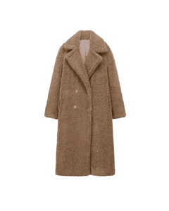 MIRAEE-UNIFORM-2026 | BERNA – Luxuriöser Oversized Teddymantel Damen – Braun – freigestellte Produktansicht auf weißem Hintergrund