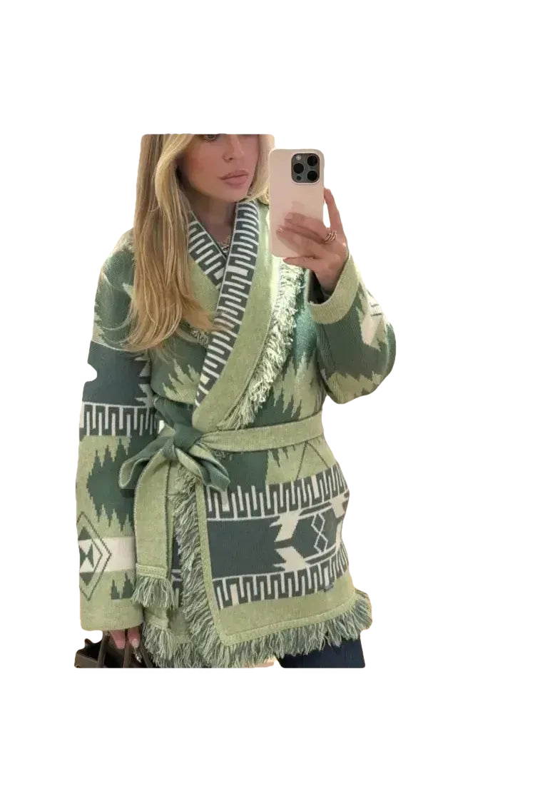Amelie Boho Chic – Damen Strickjacke mit Quasten