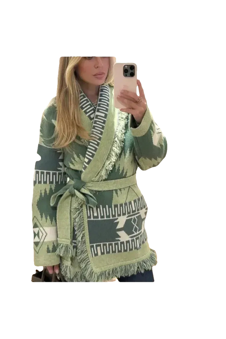Amelie Boho Chic – Damen Strickjacke mit Quasten