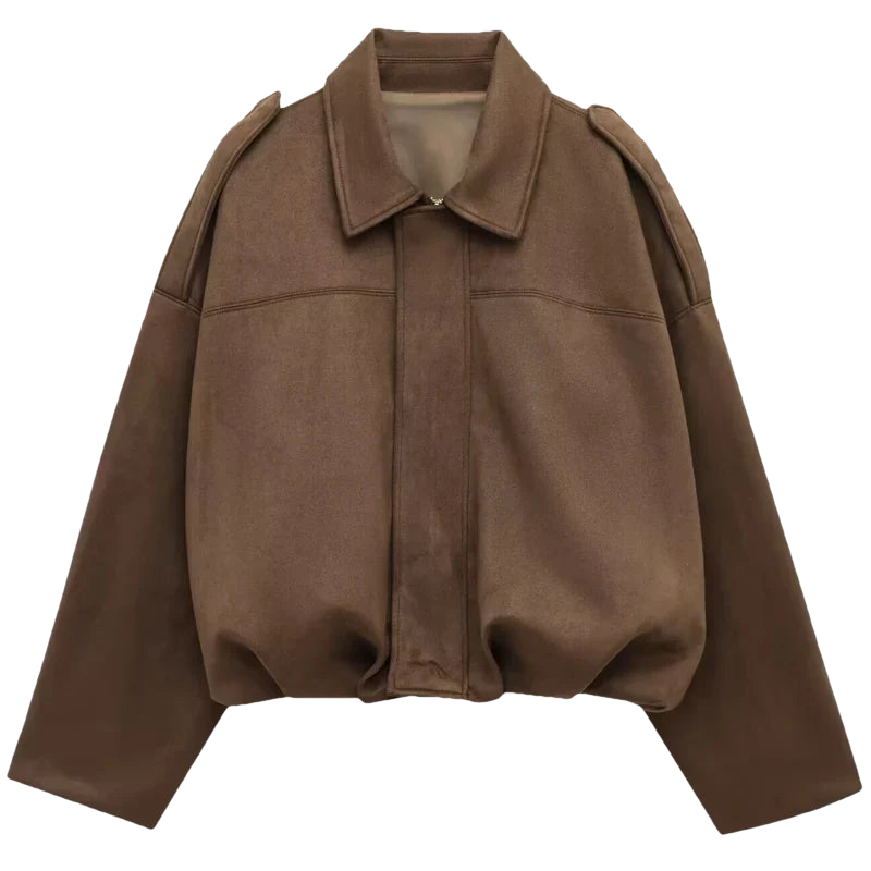 HAILEY – Cropped Bomber Jacke aus Wildleder-Optik