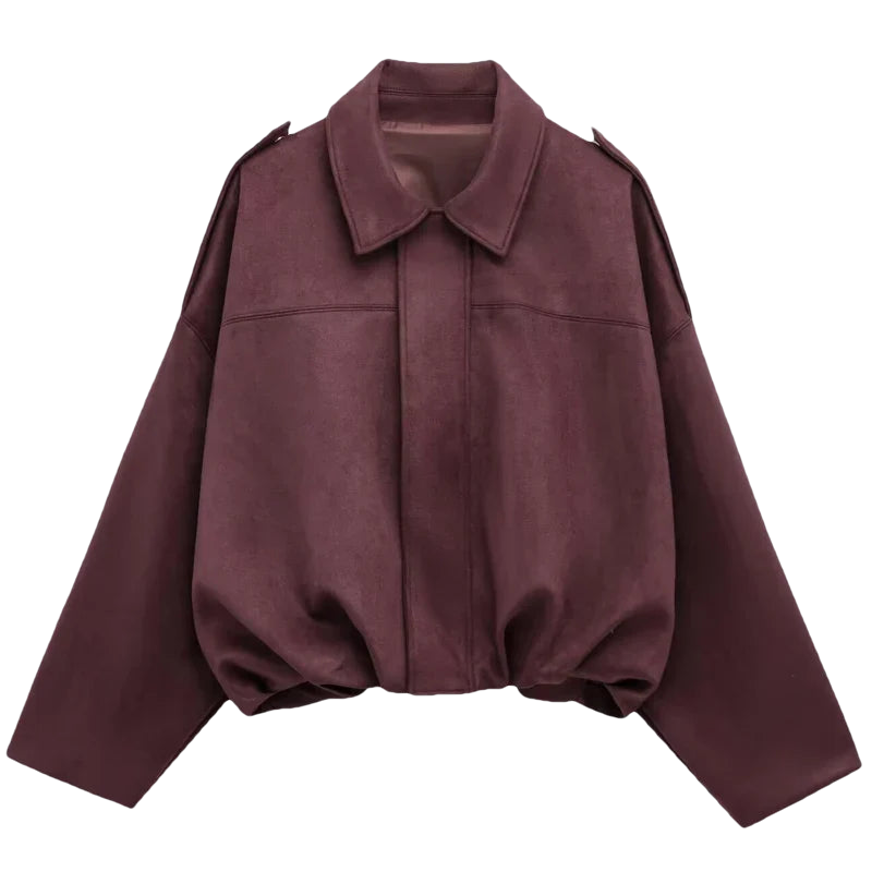 HAILEY – Cropped Bomber Jacke aus Wildleder-Optik