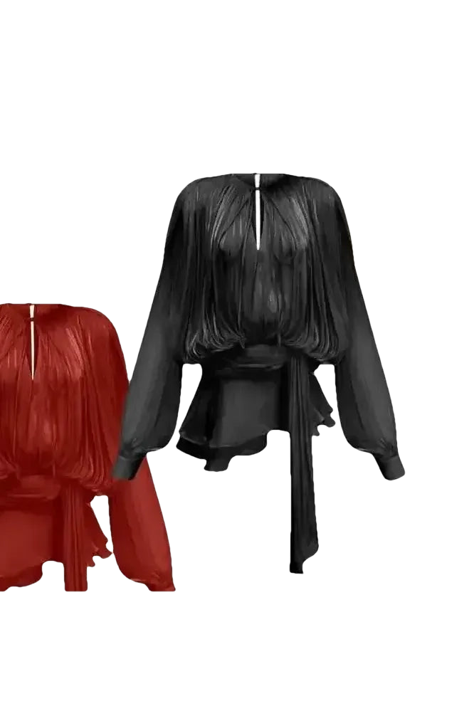 Éloïse Plissee Kleid in rot, schwarz und nude, trendige Damenmode für elegante Outfits online kaufen