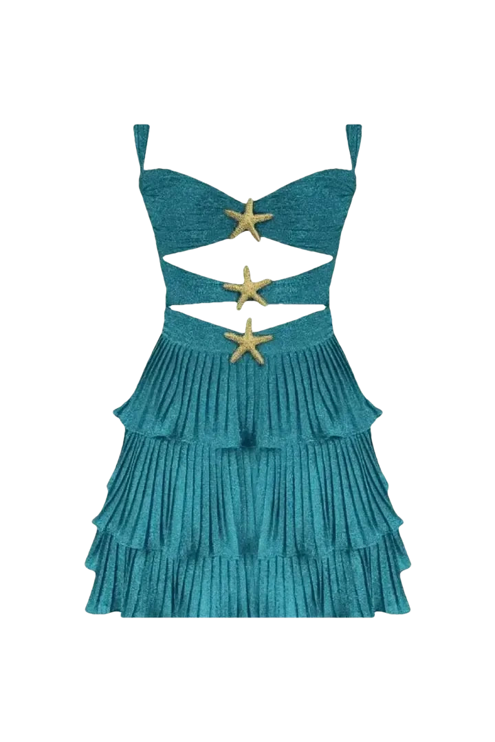 Star Fish Glam Dress featuring a flattering silhouette with star embellishments, ideal for stylish evening events.