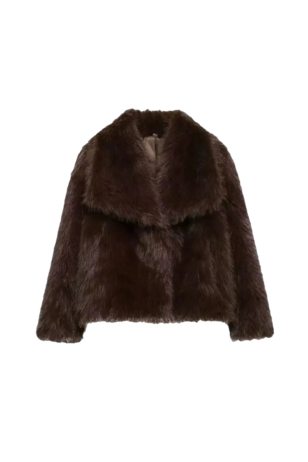 GLAMOUR FLUFFY – Luxuriöser Kunstpelzmantel in luxuriösem braunem Kunstpelz für Damenmode.