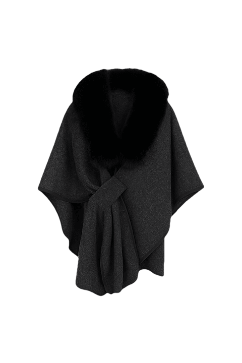 AURELIE - Cape mit abnehmbaren Kunstpelzkragen - Miraee Paris