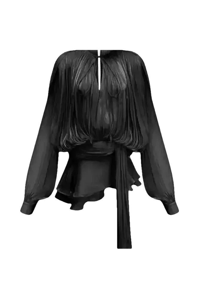 Éloïse Plissee Kleid in elegantem Schwarz mit plissiertem Stoff und femininer Silhouette