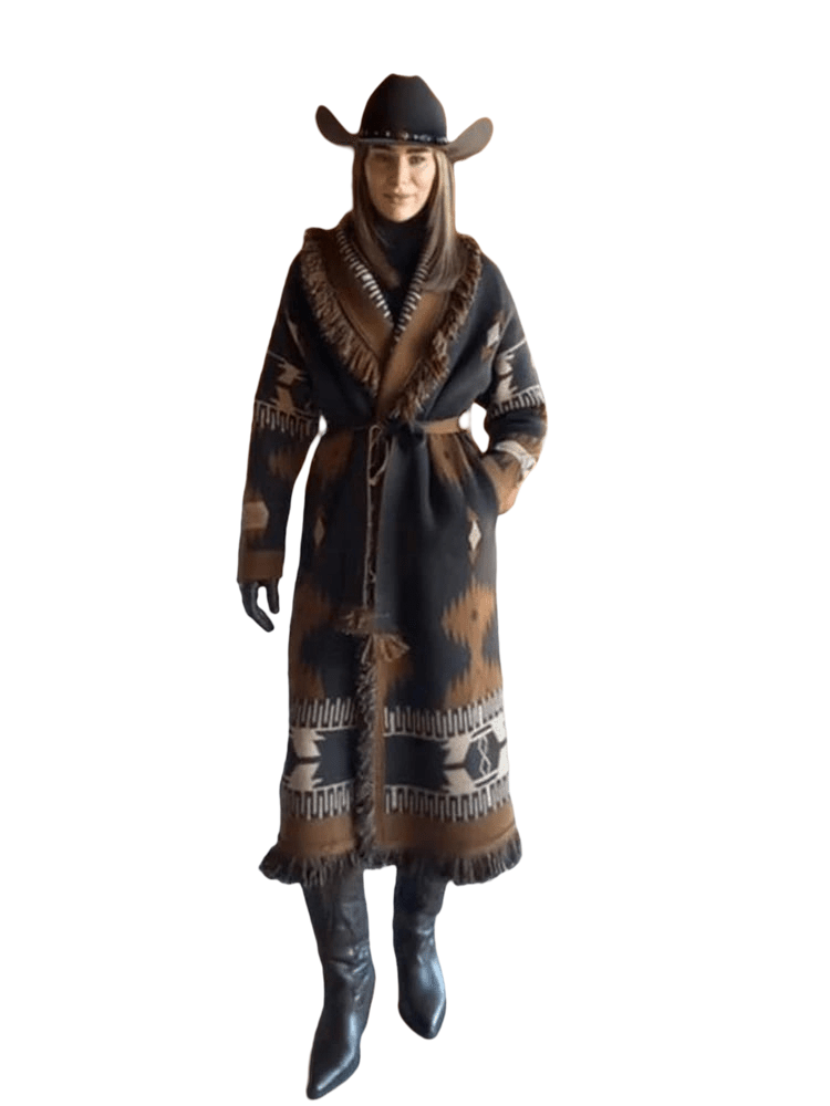 TARA – Vintage Fransen-Cardigan mit Print | V-Neck - ZAYVI