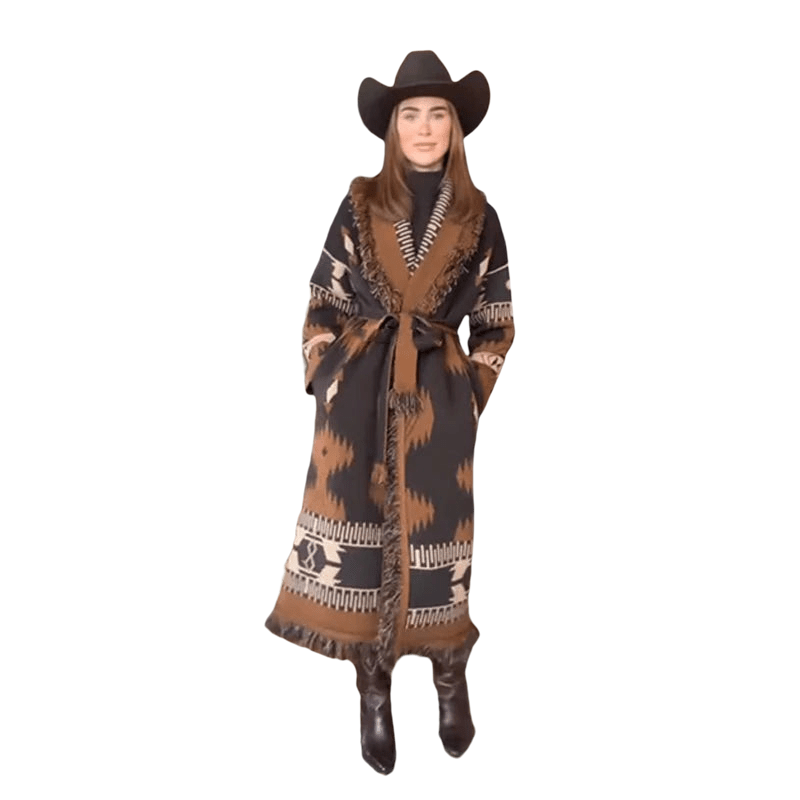 TARA – Vintage Fransen-Cardigan mit Print | V-Neck - ZAYVI