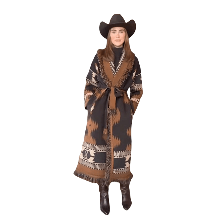 TARA – Vintage Fransen-Cardigan mit Print | V-Neck - ZAYVI