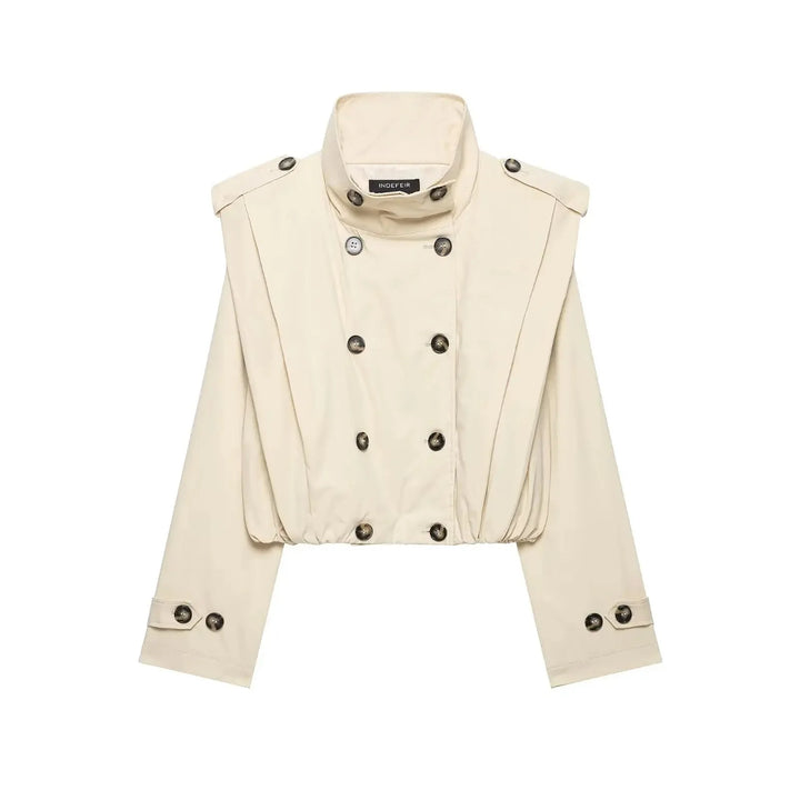 BSAY VINTAGE – Cropped Trenchcoat | Doppelreiher Épaulettes - ZAYVI