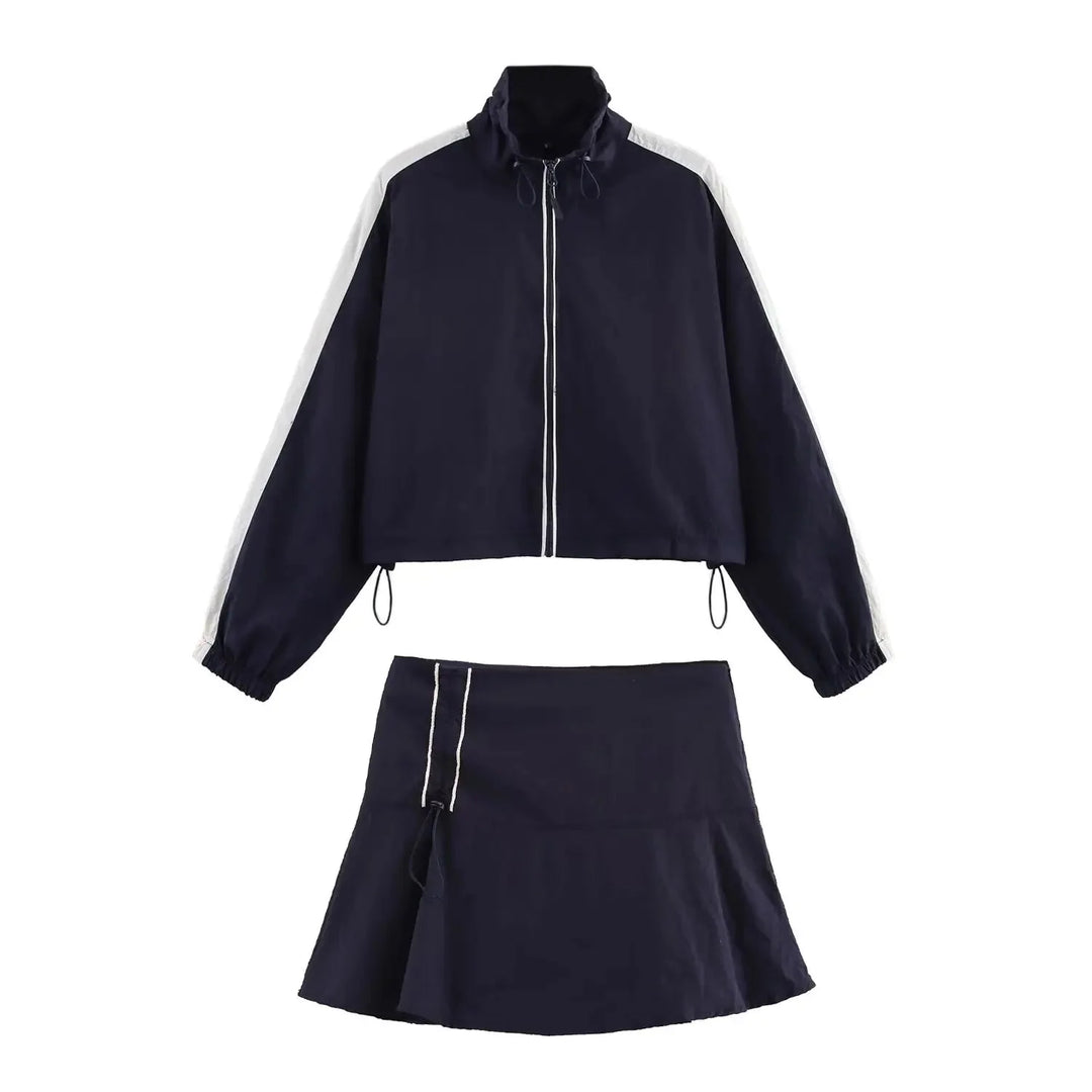 BSAY – Y2K Kontrast-Streifen Windbreaker mit Zipper - ZAYVI