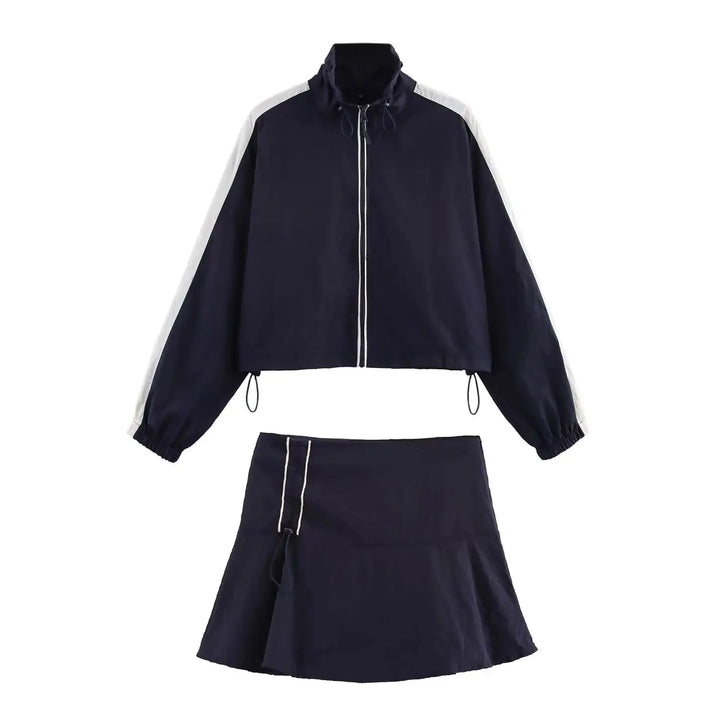 BSAY – Y2K Kontrast-Streifen Windbreaker mit Zipper - ZAYVI