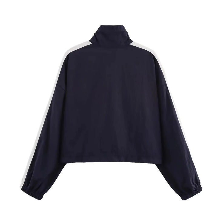 BSAY – Y2K Kontrast-Streifen Windbreaker mit Zipper - ZAYVI