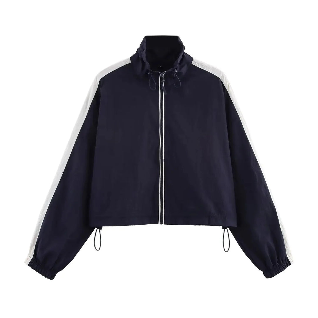 BSAY – Y2K Kontrast-Streifen Windbreaker mit Zipper - ZAYVI